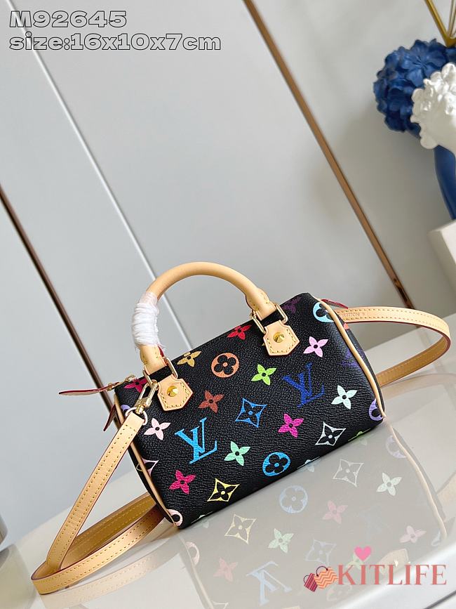 Kitlife Louis Vuitton Nano Speedy Bag Black Multicolor M92645 16x10x7cm - 1