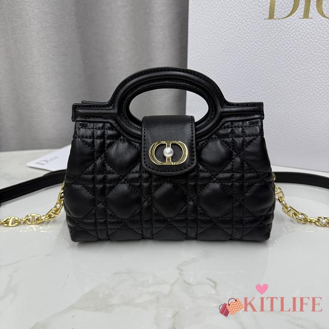 Kitlife Dior Jolie Top Handle Mini Chain Bag Black 18.5x13x8.5cm - 1