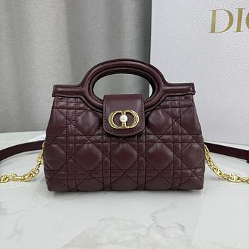 Kitlife Dior Jolie Top Handle Mini Chain Bag Burgundy 18.5x13x8.5cm