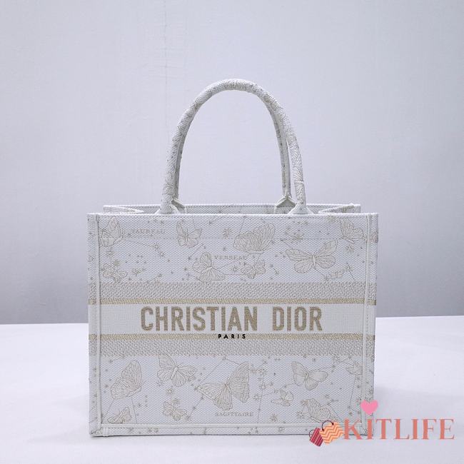 Kitlife Dior Gold & Cream Butterfly Bandanna Motif Book Tote 36.5x28x14cm - 1