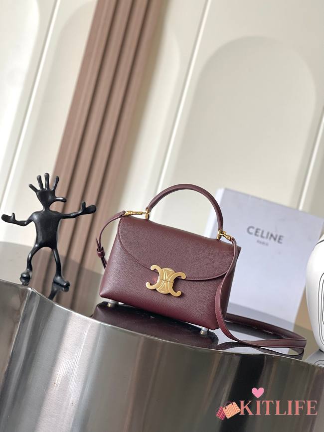 Kitlife Celine Teen Nino Bag In Burgundy Smooth Satinated Calfskin 118113 20.5x13x8cm - 1