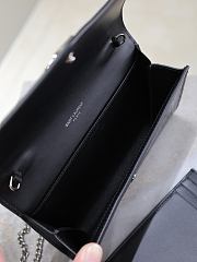 Kitlife Saint Laurent Uptown Chain Wallet in Black Shiny Crocodile-embossed Leather Silver Buckle 607788 19x12x4cm  - 6