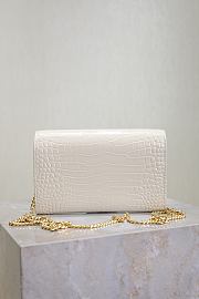 Kitlife Saint Laurent Uptown Chain Wallet in White Shiny Crocodile-embossed Leather Gold Buckle 607788 19x12x4cm - 4