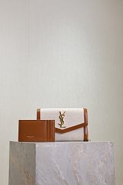 Kitlife Saint Laurent Uptown Chain Wallet in Beige Canvas & Leather 607788 19x12x4cm - 1