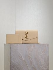 Kitlife Saint Laurent Uptown Chain Wallet in Beige Grained Leather 607788 19x12x4cm - 1