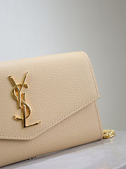 Kitlife Saint Laurent Uptown Chain Wallet in Beige Grained Leather 607788 19x12x4cm - 2