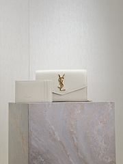 Kitlife Saint Laurent Uptown Chain Wallet in White Grained Leather 607788 19x12x4cm - 1