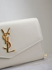 Kitlife Saint Laurent Uptown Chain Wallet in White Grained Leather 607788 19x12x4cm - 2