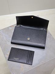Kitlife Saint Laurent Uptown Chain Wallet in Black Grained Leather Gold Buckle 607788 19x12x4cm  - 3