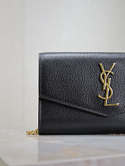 Kitlife Saint Laurent Uptown Chain Wallet in Black Grained Leather Gold Buckle 607788 19x12x4cm  - 2