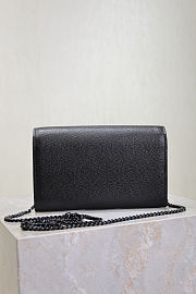Kitlife Saint Laurent Uptown Chain Wallet in Black Grained Leather Black Buckle 607788 19x12x4cm - 2