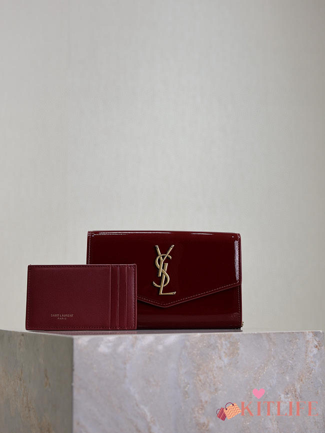 Kitlife Saint Laurent Uptown Evelope Bag in Red Patent Leather 607788 19x12x4cm - 1
