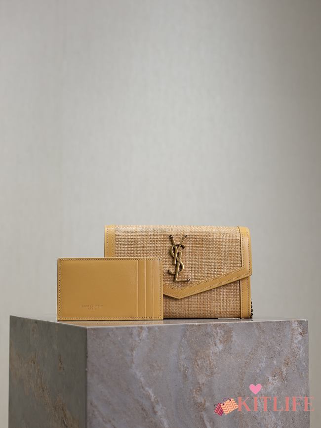 Kitlife Saint Laurent Uptown Evelope Bag in Apricot Leather With Braided Detailing 607788 19x12x4cm - 1