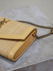 Kitlife Saint Laurent Uptown Evelope Bag in Apricot Leather With Braided Detailing 607788 19x12x4cm - 5