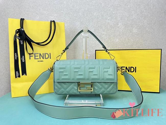 Kitlife Fendi Baguette Mint Green Lambskin Leather Bag 26x13x6cm - 1