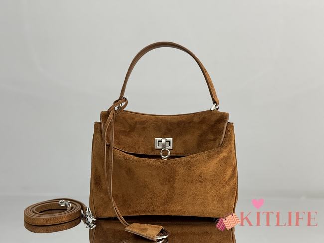 Kitlife Balenciaga Rodeo Mini Handbag in Camel Suede And Smooth Calfskin 22x10x8cm - 1