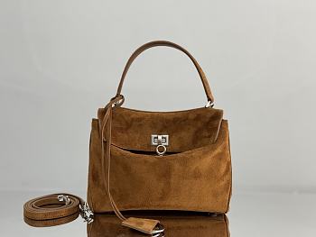 Kitlife Balenciaga Rodeo Mini Handbag in Camel Suede And Smooth Calfskin 22x10x8cm