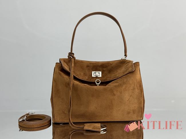 Kitlife Balenciaga Rodeo Small Handbag in Camel Suede And Smooth Calfskin 29x20x10cm - 1