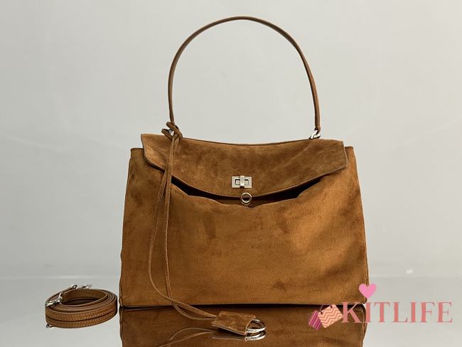 Kitlife Balenciaga Rodeo Medium Handbag in Camel Suede And Smooth Calfskin 35x23x11cm - 1