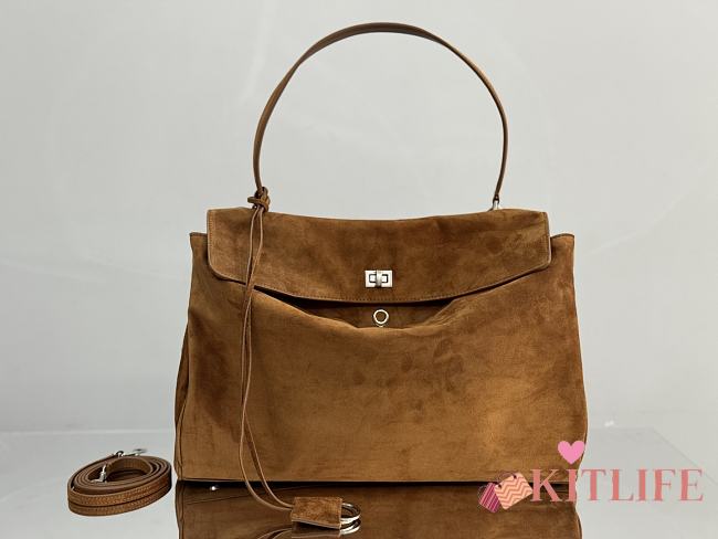 Kitlife Balenciaga Rodeo Large Handbag in Camel Suede And Smooth Calfskin 40x30x13cm - 1