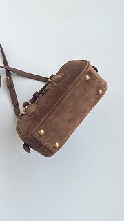 Kitlife Miu Miu Cocoa Brown Suede Arcadie Top-Handle Bag 22x10.5x7.5cm - 4
