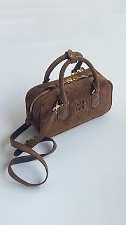 Kitlife Miu Miu Cocoa Brown Suede Arcadie Top-Handle Bag 22x10.5x7.5cm - 6