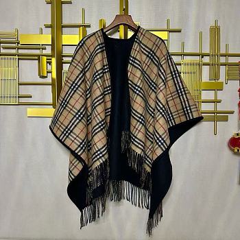 Kitlife Burberry Check Wool Reversible Cape Beige & Black 130x150cm