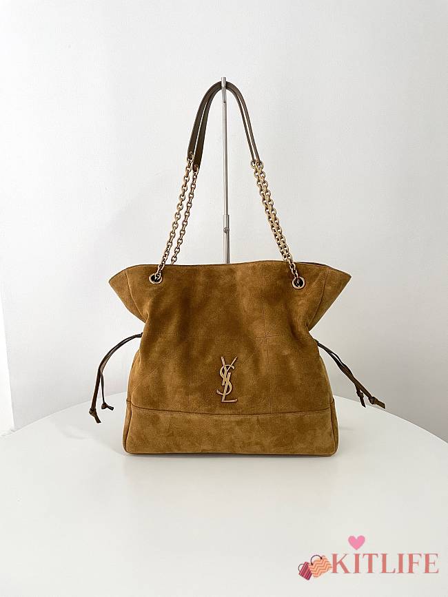 Kitlife Saint Laurent Jamie Shopping Dark Brown Suede Tote Bag 809824 35x35x10cm - 1