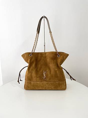 Kitlife Saint Laurent Jamie Shopping Dark Brown Suede Tote Bag 809824 35x35x10cm