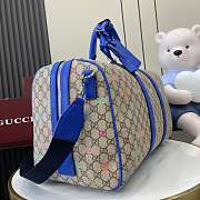 Kitlife Gucci GG Multicolor Medium Duffle Bag Blue Leather Trim 792074 30x45x24.5cm  - 5