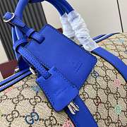 Kitlife Gucci GG Multicolor Medium Duffle Bag Blue Leather Trim 792074 30x45x24.5cm  - 4