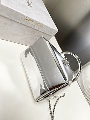 Kitlife Jimmy Choo Bon Bon Silver Metallic Nappa Mini Bag 16x16x9cm - 5