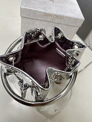 Kitlife Jimmy Choo Bon Bon Silver Metallic Nappa Mini Bag 16x16x9cm - 2