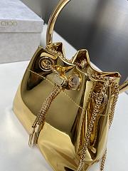 Kitlife Jimmy Choo Bon Bon Gold Metallic Nappa Mini Bag 16x16x9cm  - 5