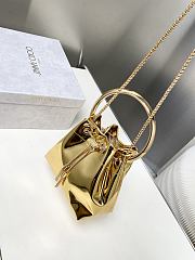 Kitlife Jimmy Choo Bon Bon Gold Metallic Nappa Mini Bag 16x16x9cm  - 4