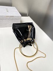 Kitlife Jimmy Choo Bon Bon Black Metallic Nappa Mini Bag 16x16x9cm  - 4