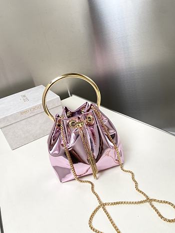 Kitlife Jimmy Choo Bon Bon Pink Metallic Nappa Mini Bag 16x16x9cm