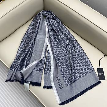 Kitlife Fendi FF Logo Scarf Blue 140x140cm