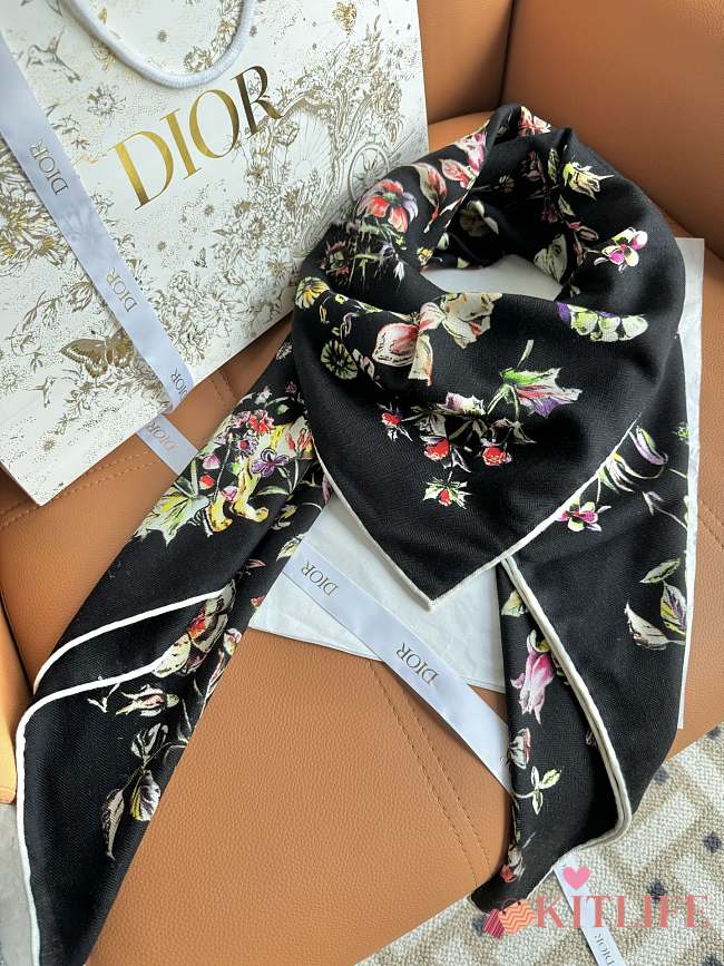 Kitlife Dior 25 Double-Sided Square Scarf Black 135x135cm - 1