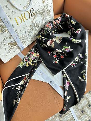 Kitlife Dior 25 Double-Sided Square Scarf Black 135x135cm