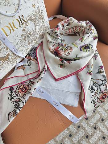 Kitlife Dior 25 Double-Sided Square Scarf White 135x135cm