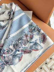 Kitlife Dior 25 Camo Papillon Pattern Square Scarf Blue & White 135x135cm  - 5
