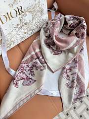Kitlife Dior 25 Camo Papillon Pattern Square Scarf Pink & White 135x135cm - 1