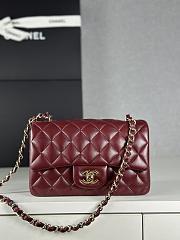 Chanel Classic Flap Bag Burgundy Smooth Leather Gold Buckle Bag 20cm - 1