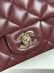 Chanel Classic Flap Bag Burgundy Smooth Leather Gold Buckle Bag 20cm - 3