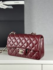 Chanel Classic Flap Bag Burgundy Smooth Leather Gold Buckle Bag 20cm - 2
