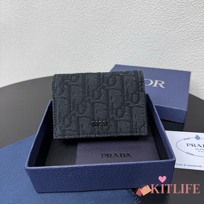 Kitlife Dior Wallet Black Dior Oblique Jacquard 8012S16 10.5x7.5x2cm - 1