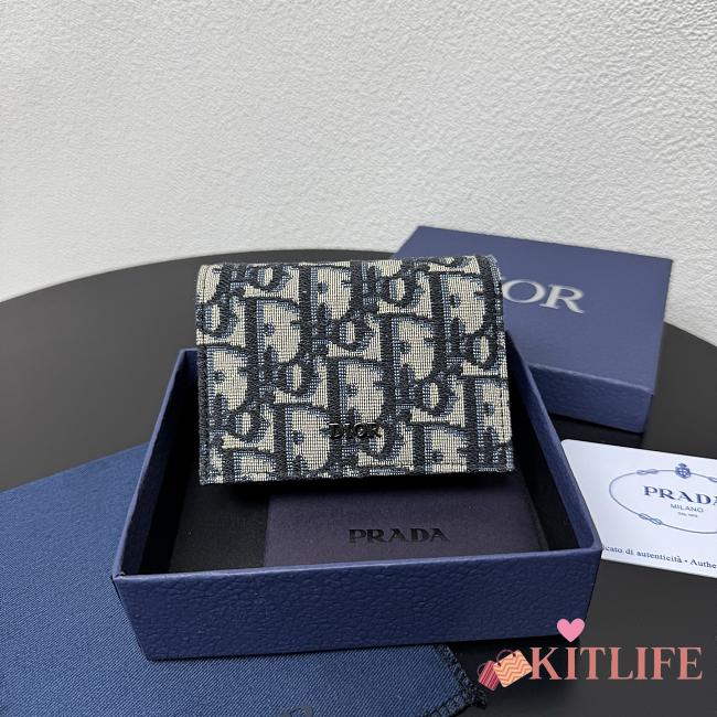 Kitlife Dior Wallet Blue Dior Oblique Jacquard 8012S16 10.5x7.5x2cm  - 1