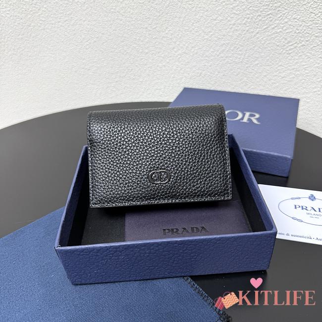 Kitlife Dior Wallet Black Leather 8012S16 10.5x7.5x2cm - 1