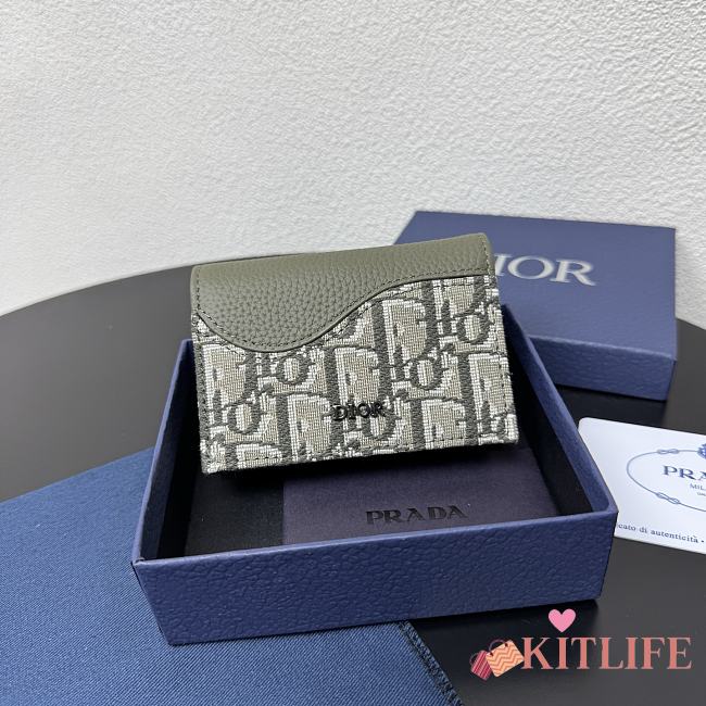 Kitlife Dior Saddle Business Card Wallet Green 8012S16 10.5x7.5x2cm - 1